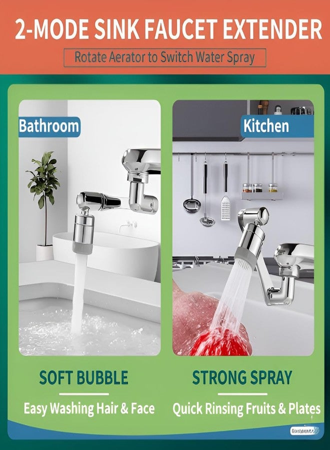 SHREESAMP 1080 Degree Rotating Faucet Extender Universal Tap Water Filter Splash Proof Flexible 3D Arm Kitchen Bathroom Sink Water Saving Nozzle Easy Cleaning Strong Water Flow Steel Chrome Finish - Image 5